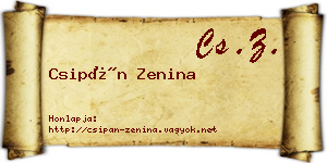 Csipán Zenina névjegykártya
